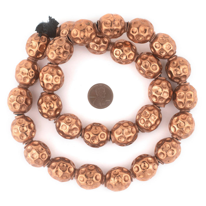 Copper Dotted Sphere Hollow Tribal Beads (18mm) - The Bead Chest