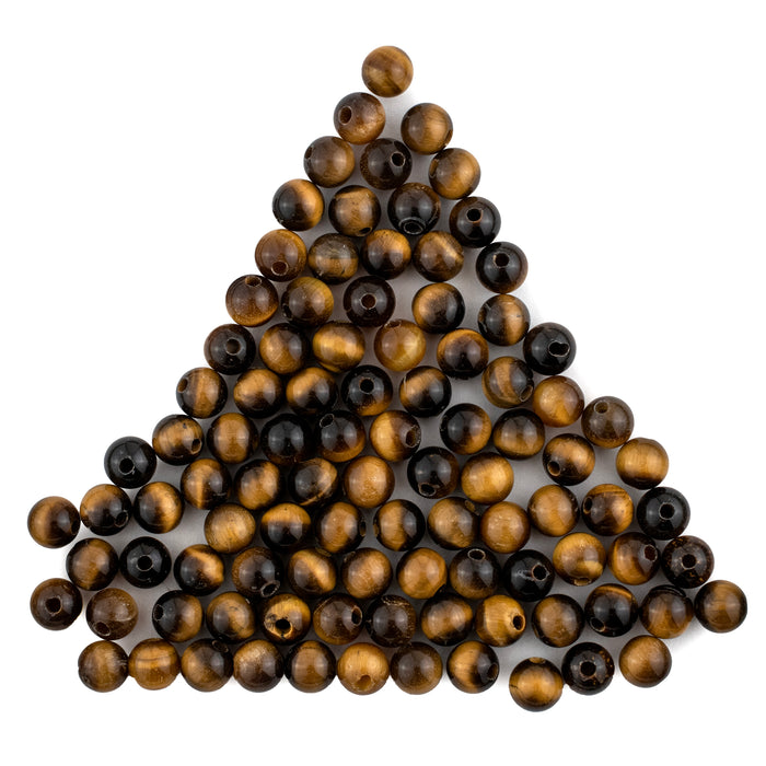 Round Tiger Eye Beads (7mm, Set of 100) - The Bead Chest
