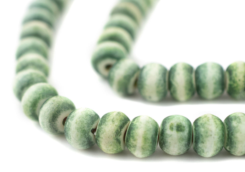 Forest Green Rustic Bone Mala Beads (10mm) - The Bead Chest