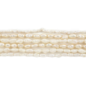 Textured White Vintage Japanese Rice Pearl Beads (2-3mm)