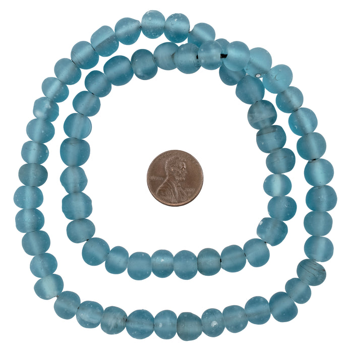 Clear Marine Frosted Sea Glass Beads (9mm) - The Bead Chest