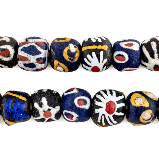 Mixed Blue and Black Krobo Beads (12mm) - The Bead Chest