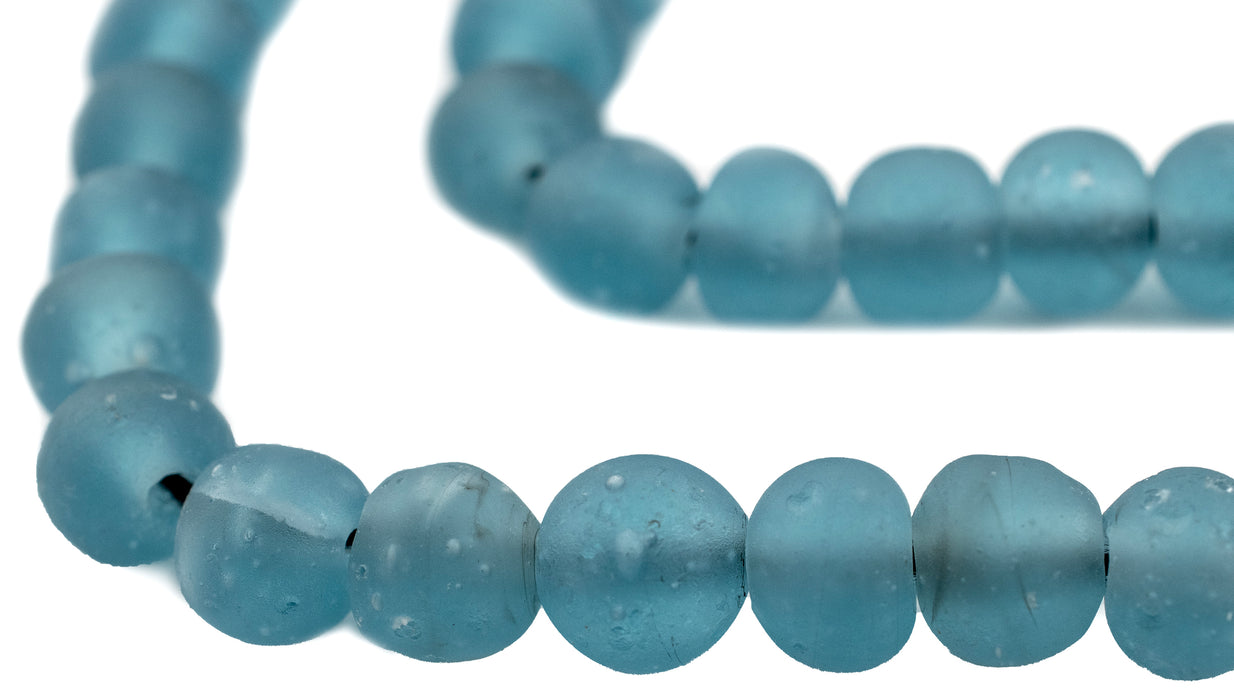 Clear Marine Frosted Sea Glass Beads (9mm) - The Bead Chest