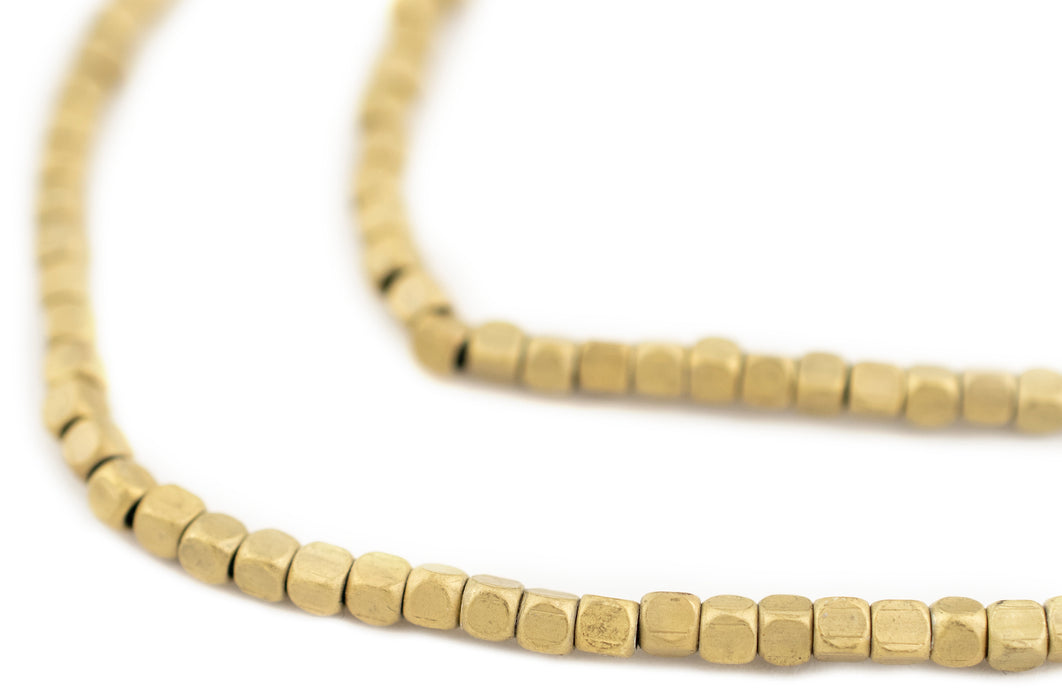 Matte Rounded Brass Cube Beads (3mm) - The Bead Chest