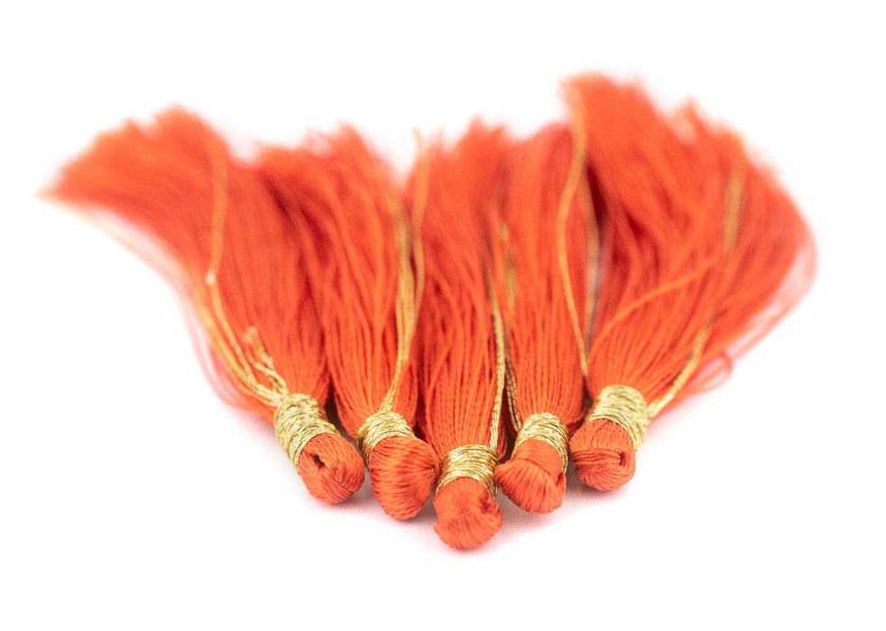 Papaya Orange 6cm Silk Tassels (5 Pack) - The Bead Chest