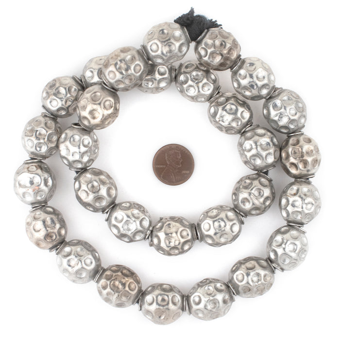 Silver Dotted Sphere Hollow Tribal Beads (18mm) - The Bead Chest