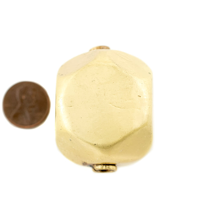 Gold Hollow Cornerless Cube Bead (35mm) - The Bead Chest