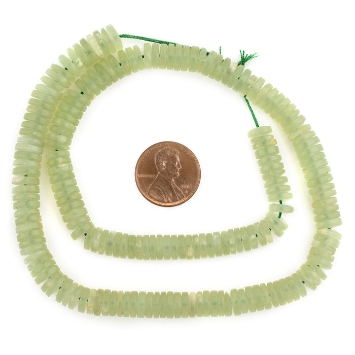 Pastel Green Nephrite Jade Button Beads (7-8mm) - The Bead Chest