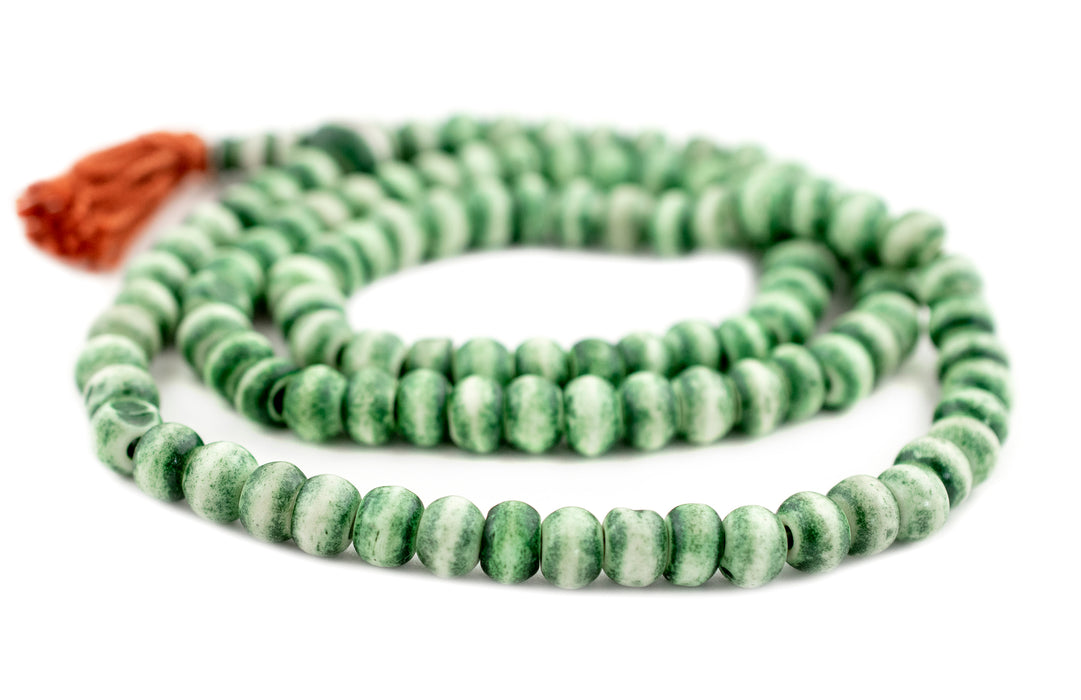Forest Green Rustic Bone Mala Beads (8mm) - The Bead Chest