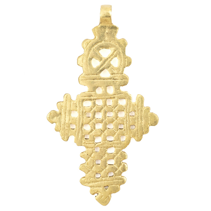 Brass Ethiopian Coptic Cross Pendant (87x50mm) - The Bead Chest