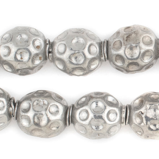 Silver Dotted Sphere Hollow Tribal Beads (18mm)