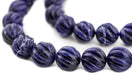 Swirl Carved Round Lapis Lazuli Beads (12mm) - The Bead Chest