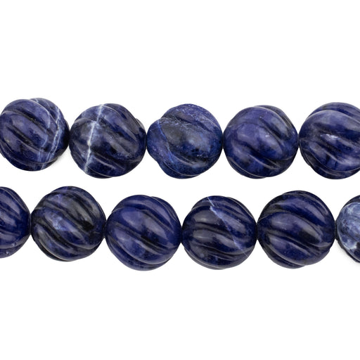 Swirl Carved Round Lapis Lazuli Beads (12mm) - The Bead Chest