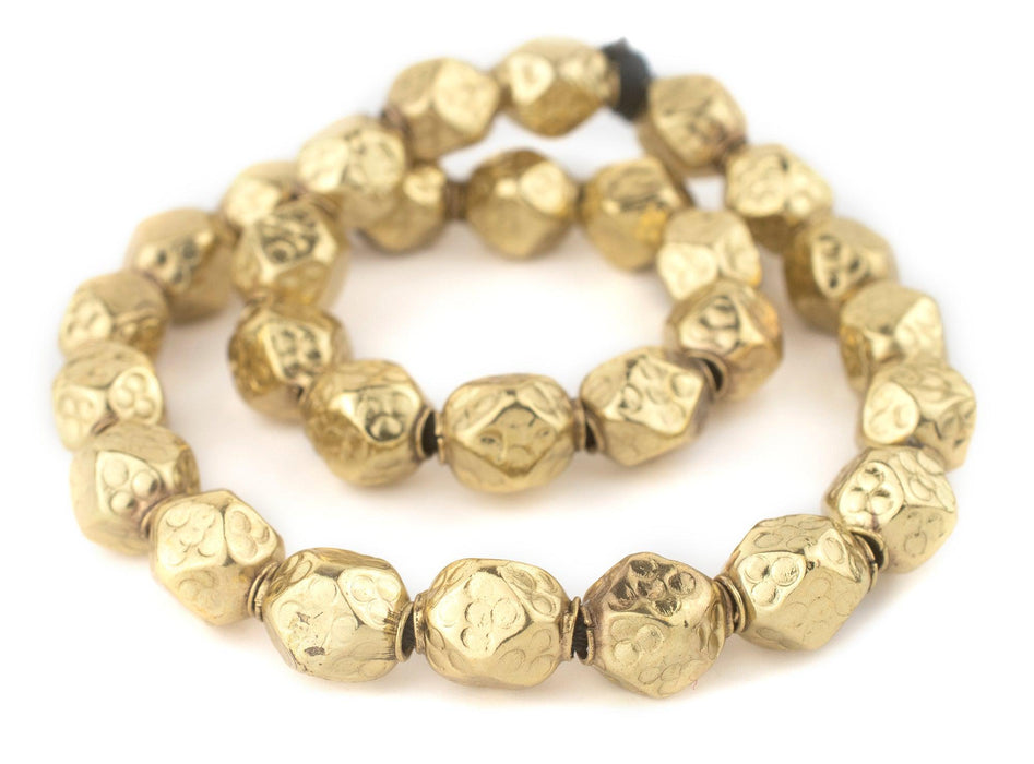 Brass Dotted Diamond Cut Hollow Tribal Beads (18mm) - The Bead Chest