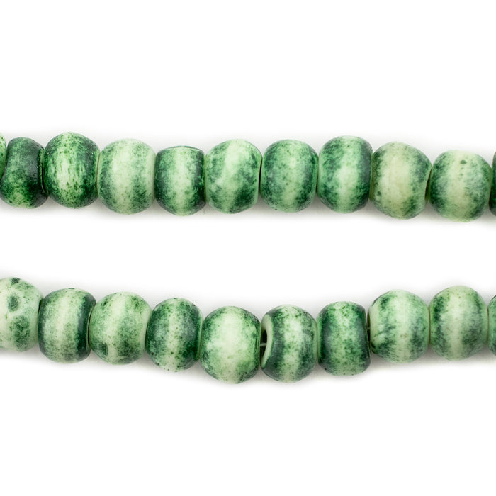 Forest Green Rustic Bone Mala Beads (8mm) - The Bead Chest