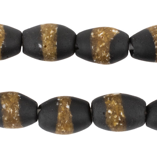 Black Oval Kente Krobo Beads (20x14mm) - The Bead Chest