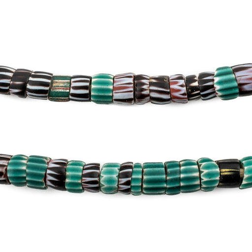Antique Green & Black Venetian Chevron Beads #14670 - The Bead Chest