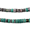 Antique Green & Black Venetian Chevron Beads #14670