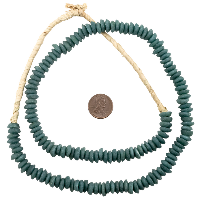 Teal Ashanti Glass Saucer Beads (8mm) - The Bead Chest