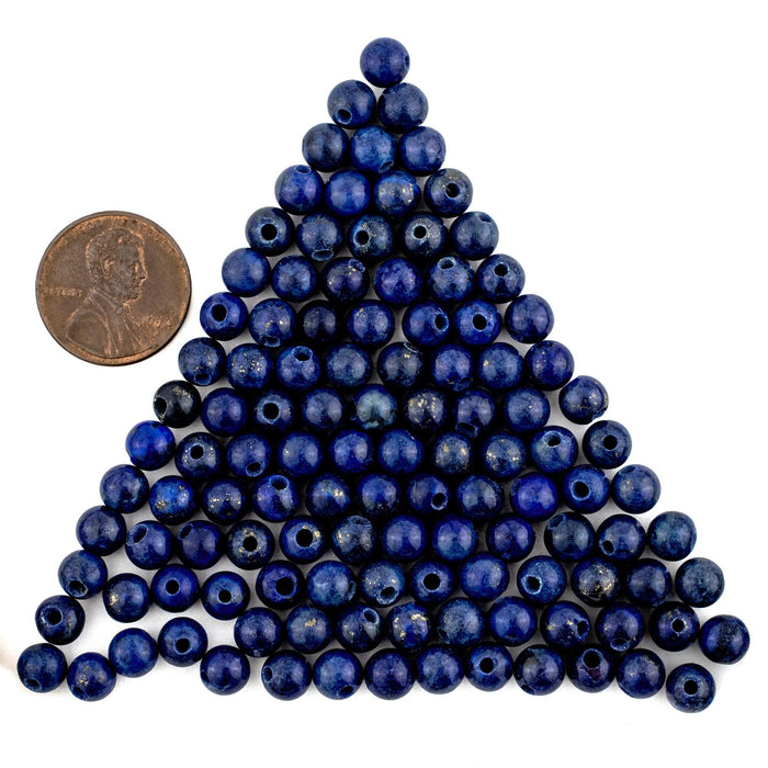 Round Lapis Lazuli Beads (6mm, Set of 100) - The Bead Chest