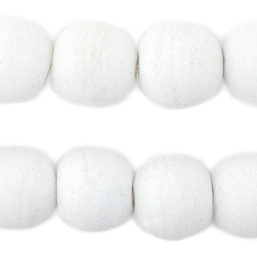 Jumbo Opaque White Recycled Glass Beads (27mm) - The Bead Chest