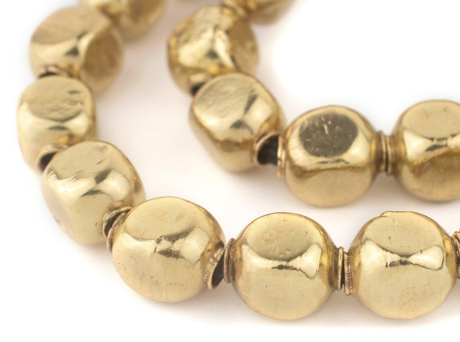 Brass Rounded Rectangular Hollow Tribal Beads (18mm) - The Bead Chest