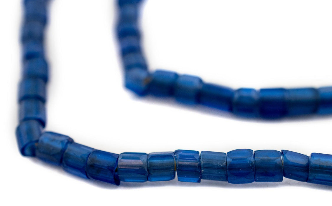 Old Faceted Russian Blue Glass Trade Beads (4mm) - The Bead Chest