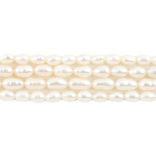 Smooth White Vintage Japanese Oval Pearl Beads (5mm) - The Bead Chest