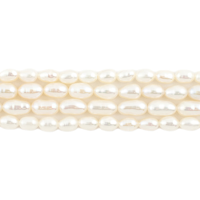Smooth White Vintage Japanese Oval Pearl Beads (5mm) - The Bead Chest