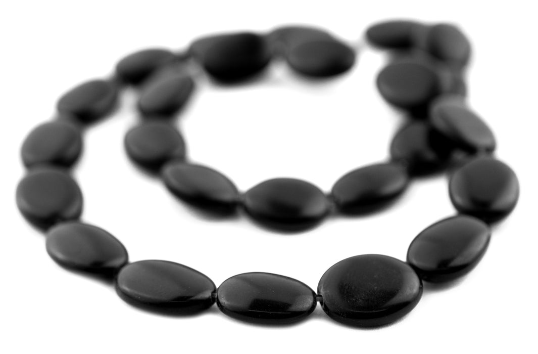 Flat Oval Onyx Beads (11mm) - The Bead Chest