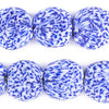 Blue & White Tabular Fused Recycled Glass Beads