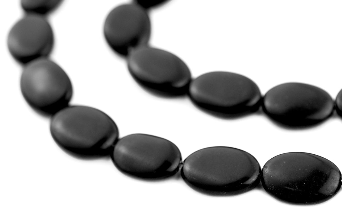 Flat Oval Onyx Beads (11mm) - The Bead Chest