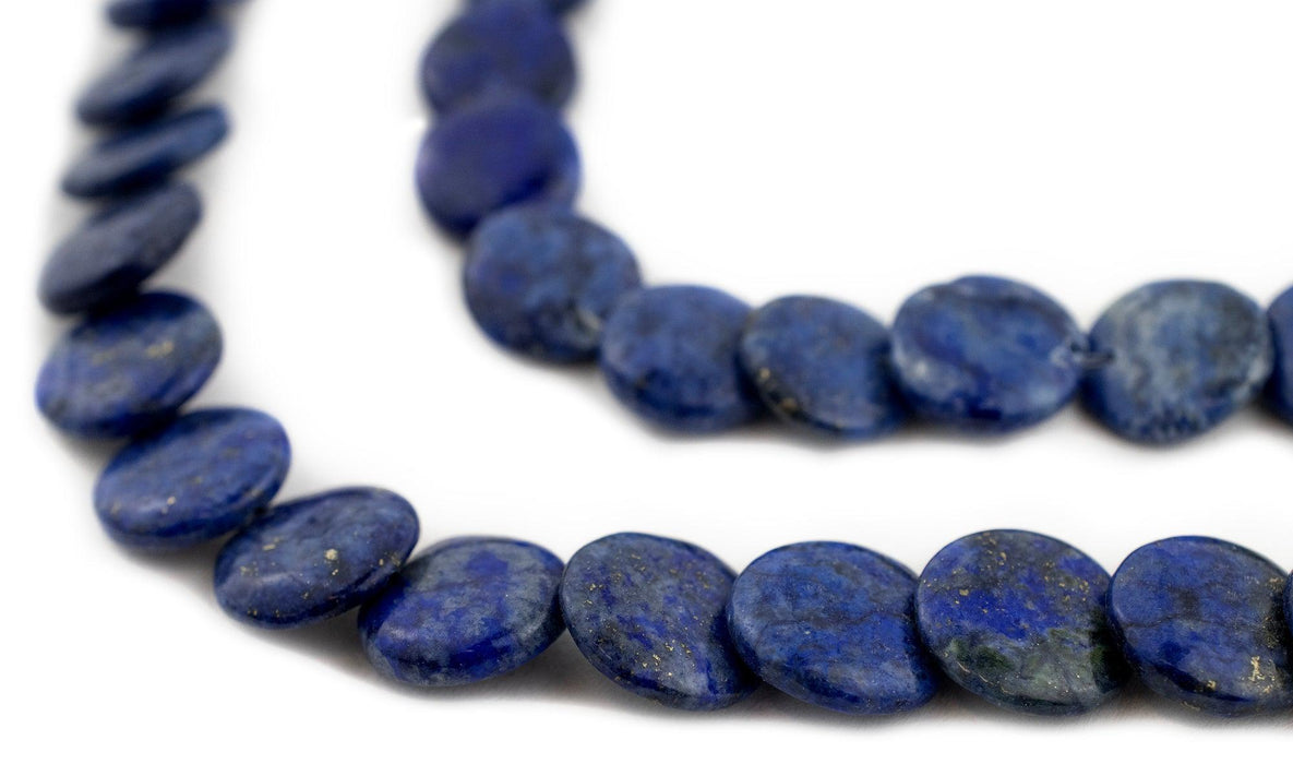Flat Round Lapis Lazuli Beads (12mm) - The Bead Chest