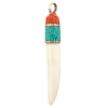 Turquoise & Coral Inlaid Bone Tooth Pendant