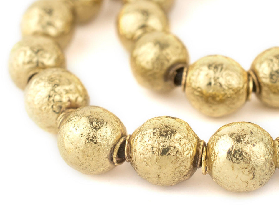 Brass Textured Sphere Hollow Tribal Beads (18mm) - The Bead Chest