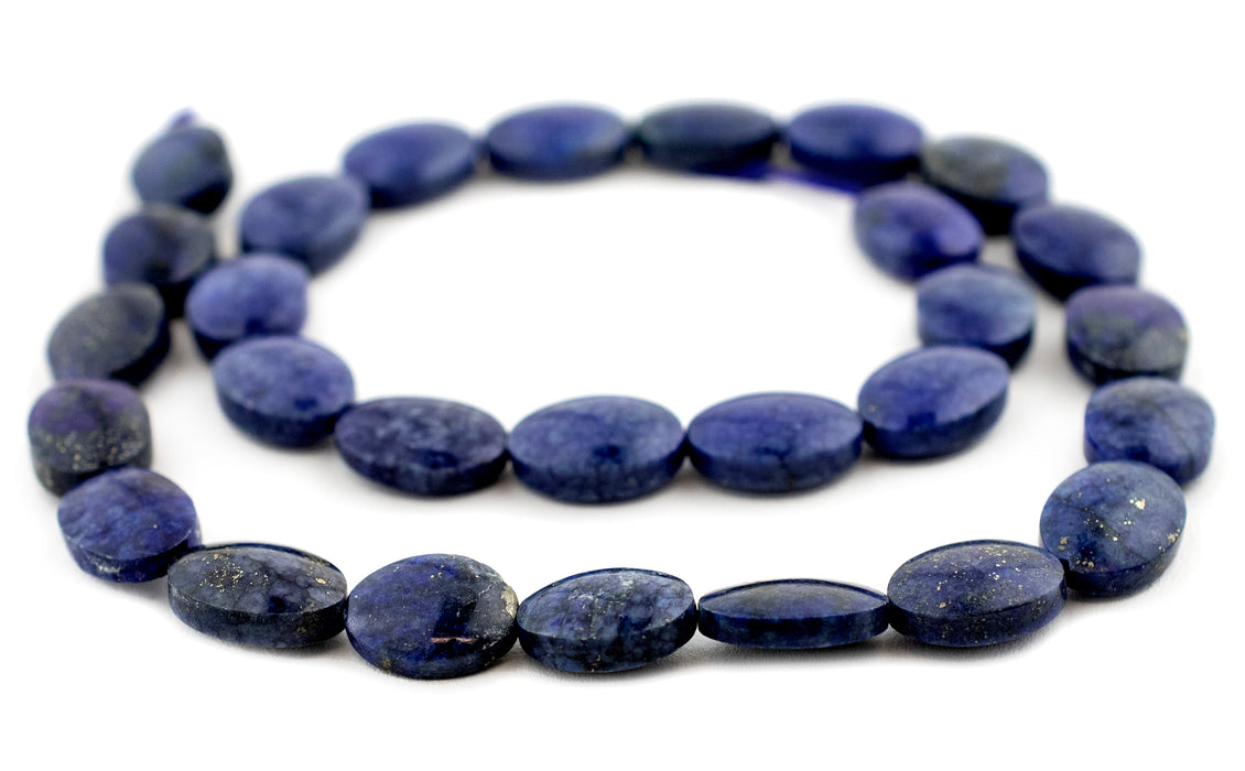 Flat Oval Lapis Lazuli Beads (10-14mm) - The Bead Chest