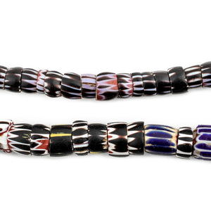 Antique Black & White Yellow Jacket Chevron Beads