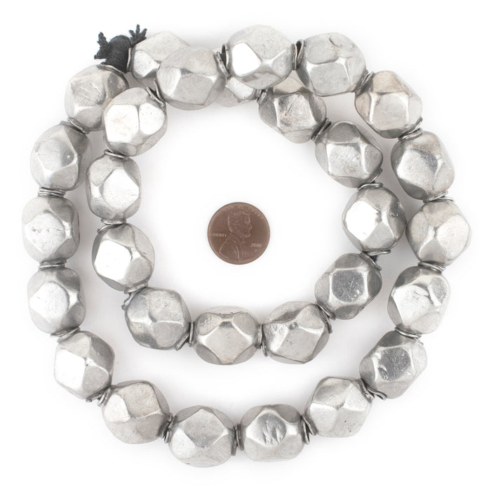 Silver Diamond Cut Hollow Tribal Beads (18mm) - The Bead Chest