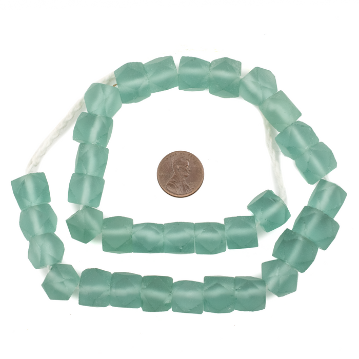Clear Marine Faceted Recycled Java Sea Glass Beads - The Bead Chest