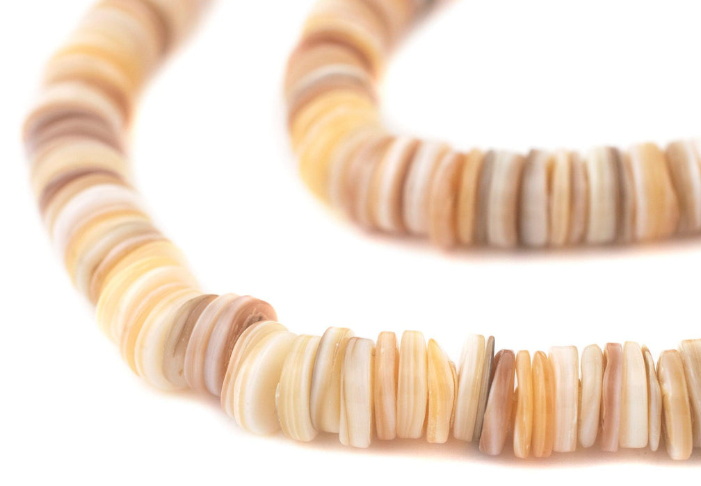 White Ocean Sea Shell Heishi Beads (10mm) - The Bead Chest