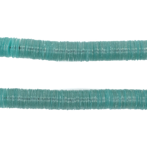 Translucent Aqua Vinyl Phono Record Beads (8mm) - The Bead Chest