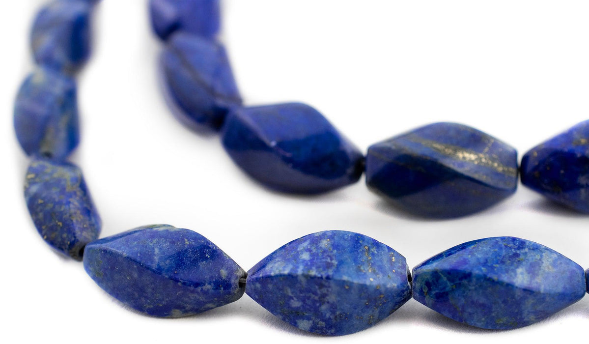 Faceted Twisted Lapis Lazuli Beads (22x10mm) - The Bead Chest