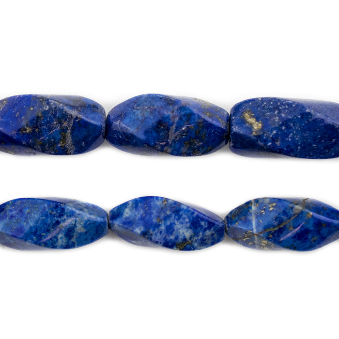 Faceted Twisted Lapis Lazuli Beads (22x10mm) - The Bead Chest