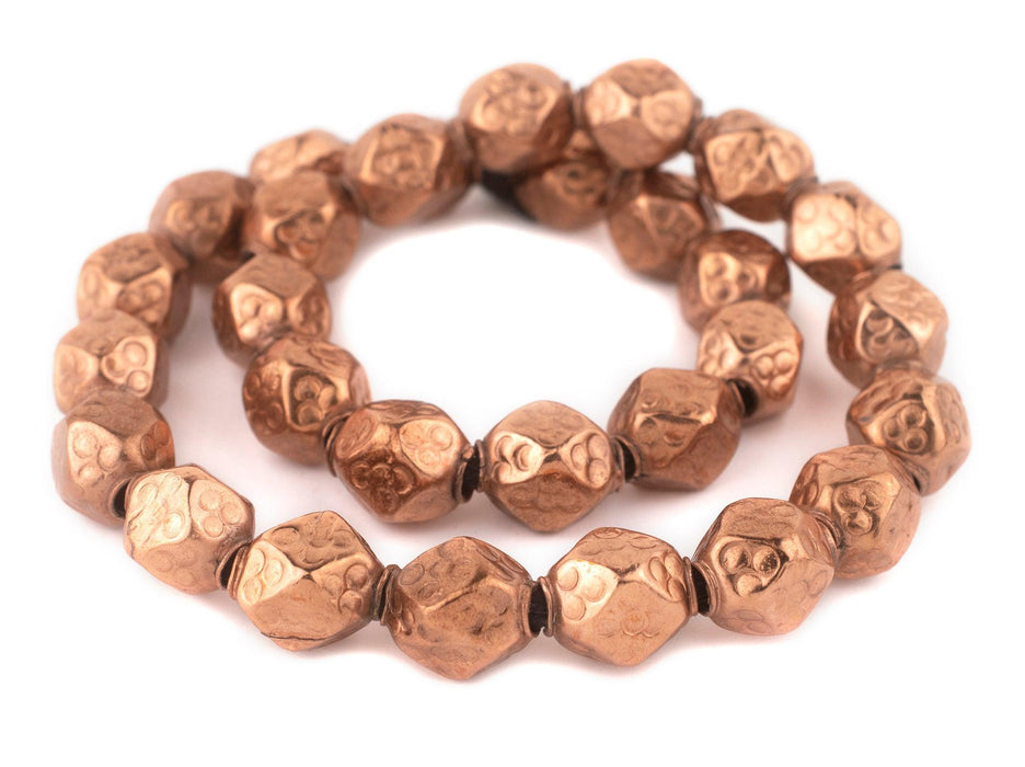 Copper Dotted Diamond Cut Hollow Tribal Beads (18mm) - The Bead Chest
