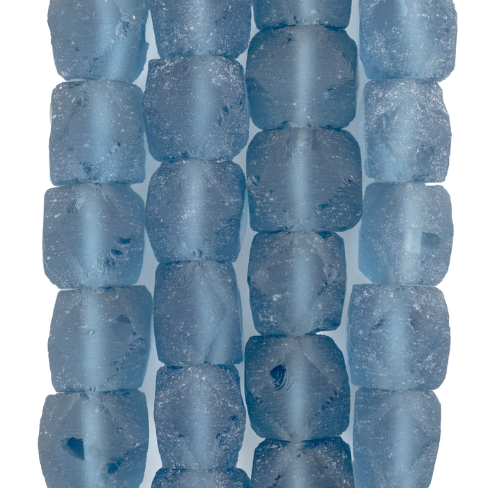 Light Blue Faceted Recycled Java Sea Glass Beads - The Bead Chest