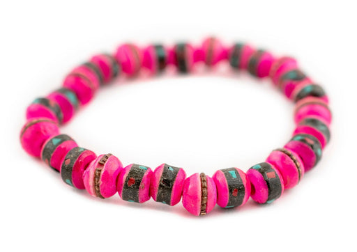 Hot Pink Nepal Mala Bracelet - The Bead Chest