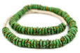 Dinosaur Green Fused Rondelle Recycled Glass Beads (14mm) - The Bead Chest