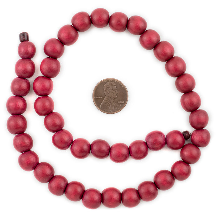 Rustic Red Round Natural Wood Beads (10mm) - The Bead Chest
