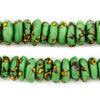 Dinosaur Green Fused Rondelle Recycled Glass Beads (14mm)