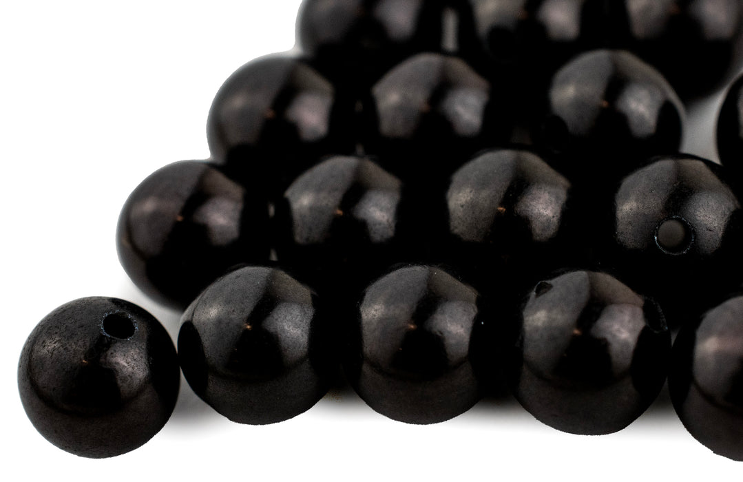 Round Black Shungite Beads (8mm, Set of 25) - The Bead Chest